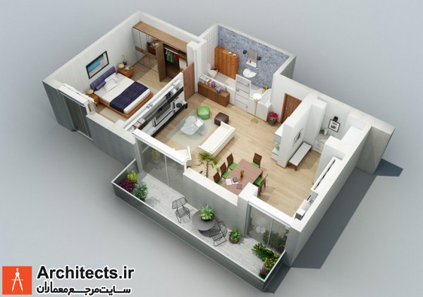 طراحی داخلی آپارتمان: ارائه سه بعدی پلان هر واحد