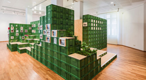 طراحی غرفه با جعبه های سبزیجات
